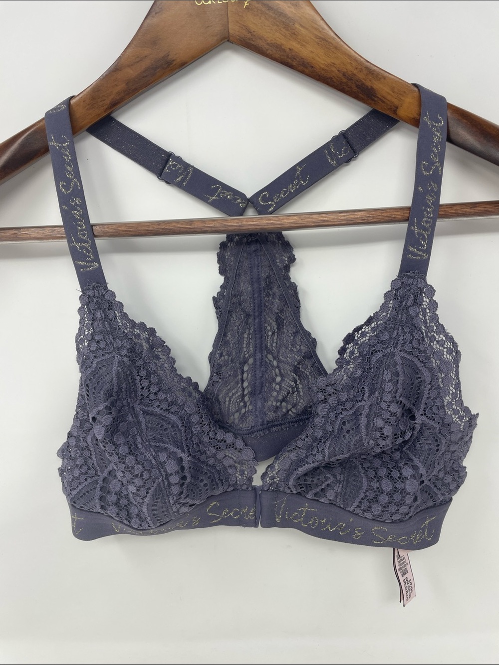 Victoria's Secret Slate Purple Lace Racerback Bralette Size Small